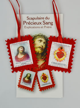 Scapulaire du Précieux Sang de Jésus en Tissu - 5 cm (pic 1)