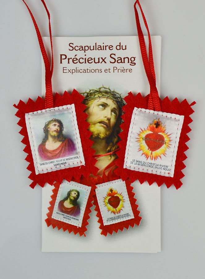 Scapulaire du Précieux Sang de Jésus en Tissu - 5 cm (pic 2)