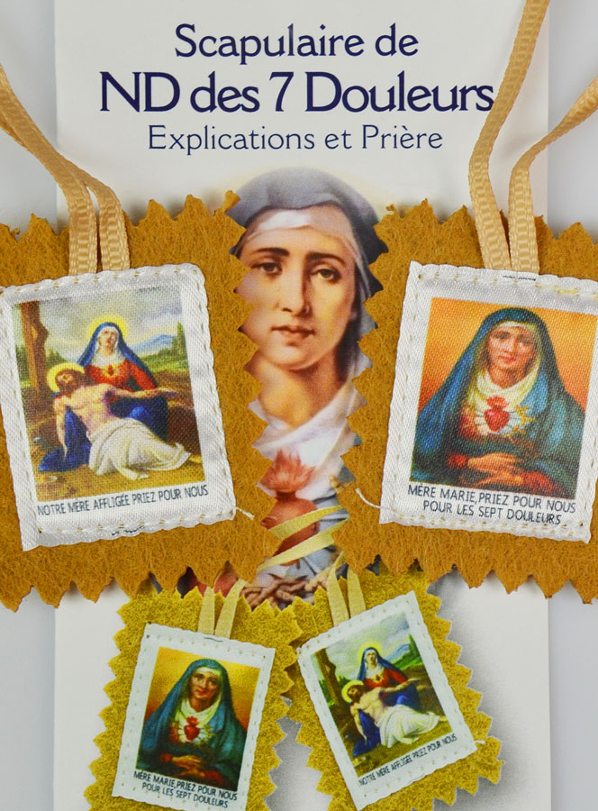 Scapulaire Notre Dame des 7 Douleurs en Tissu - 5 cm (pic 3)