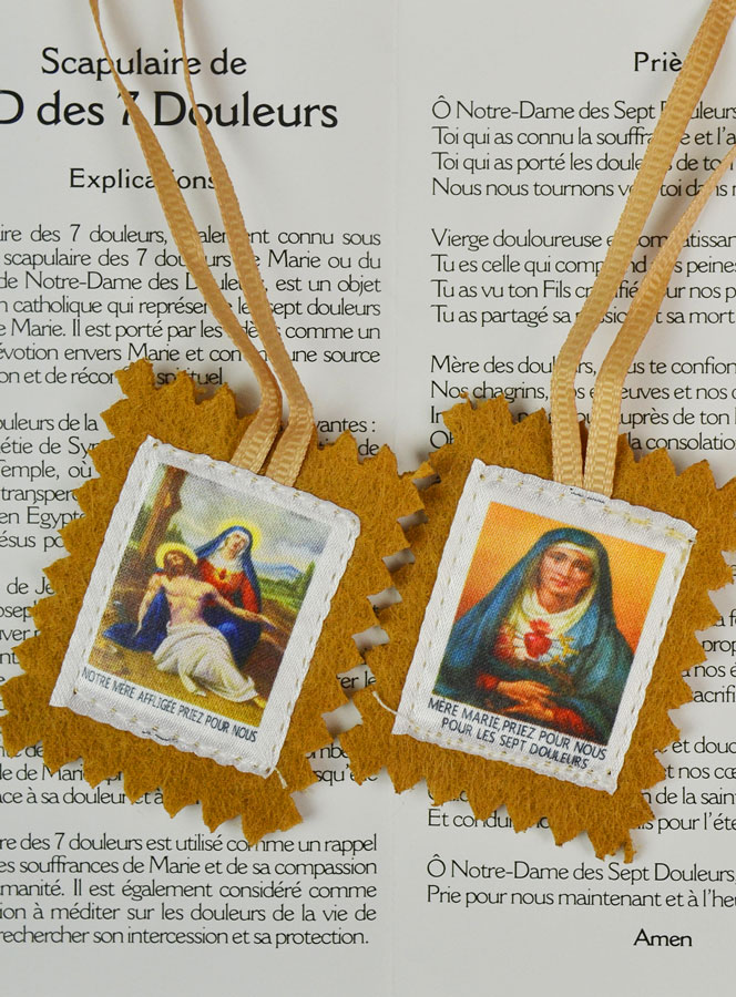 Scapulaire Notre Dame des 7 Douleurs en Tissu - 5 cm (pic 4)