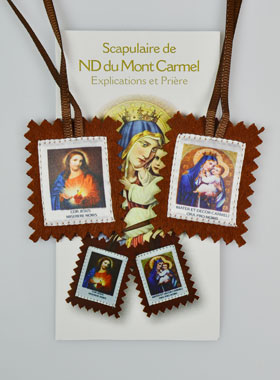 Scapulaire Notre Dame du Mont Carmel en Tissu - 5 cm (pic 1)