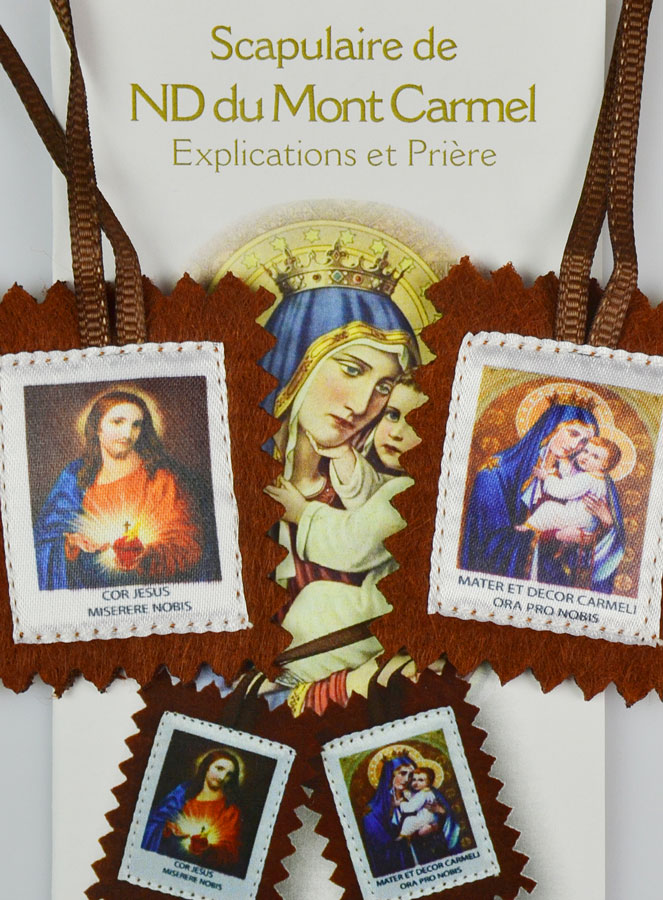 Scapulaire Notre Dame du Mont Carmel en Tissu - 5 cm (pic 3)