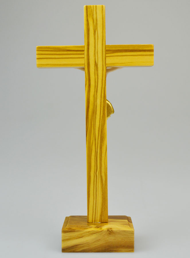 Crucifix en Bois sur Socle et Christ - 17 cm (pic 4)