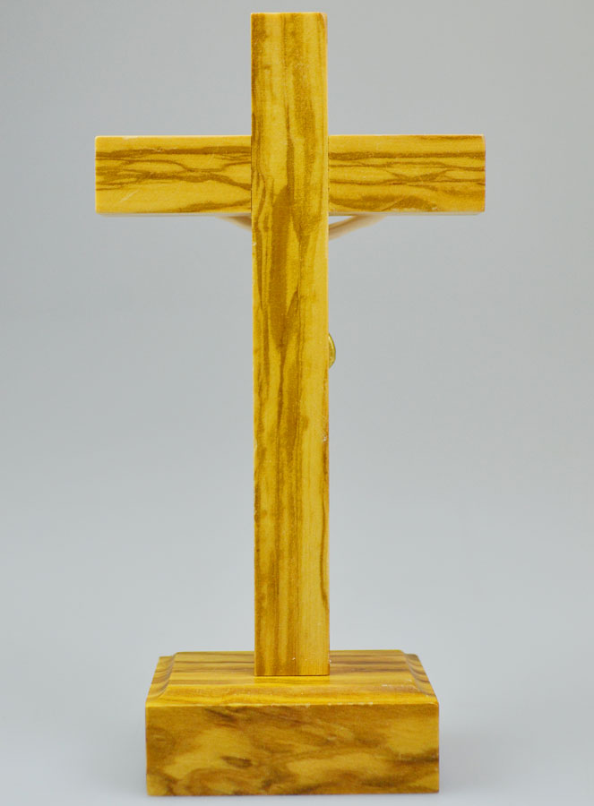 Crucifix en Bois sur Socle et Christ - 13 cm (pic 4)