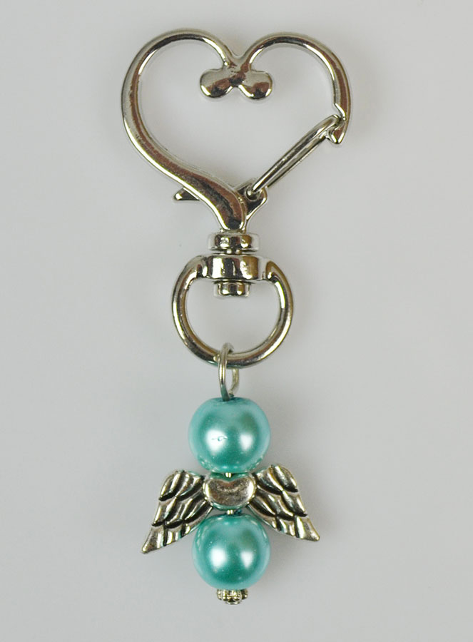 Porte-clés Ailes d'Ange-Gardien - Perles Bleues (pic 2)