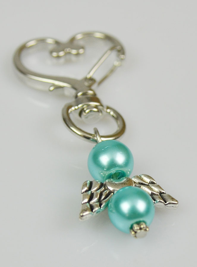 Porte-clés Ailes d'Ange-Gardien - Perles Bleues (pic 3)