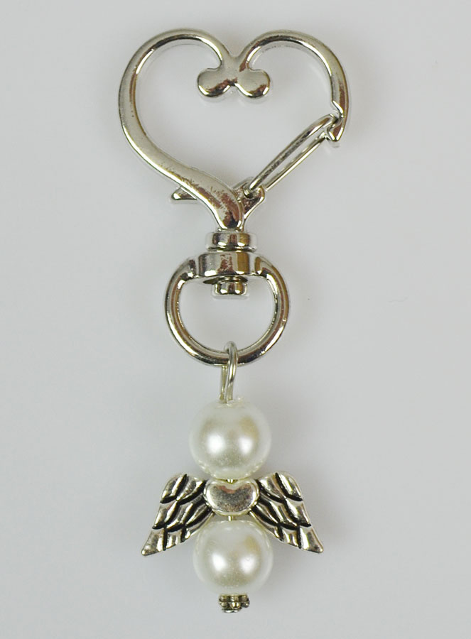 Porte-clés Ailes d'Ange-Gardien- Perles Blanches (pic 2)