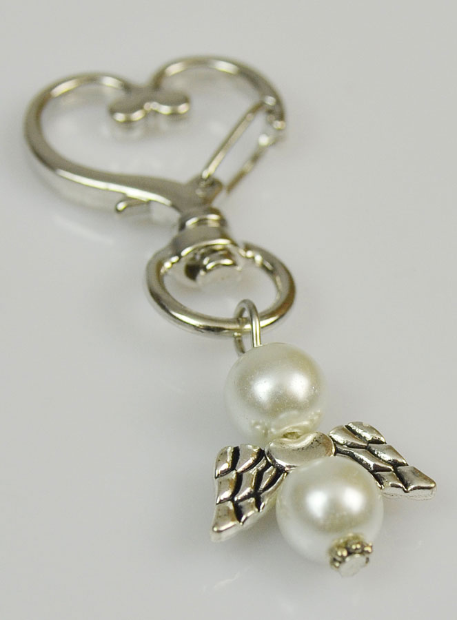 Porte-clés Ailes d'Ange-Gardien- Perles Blanches (pic 3)