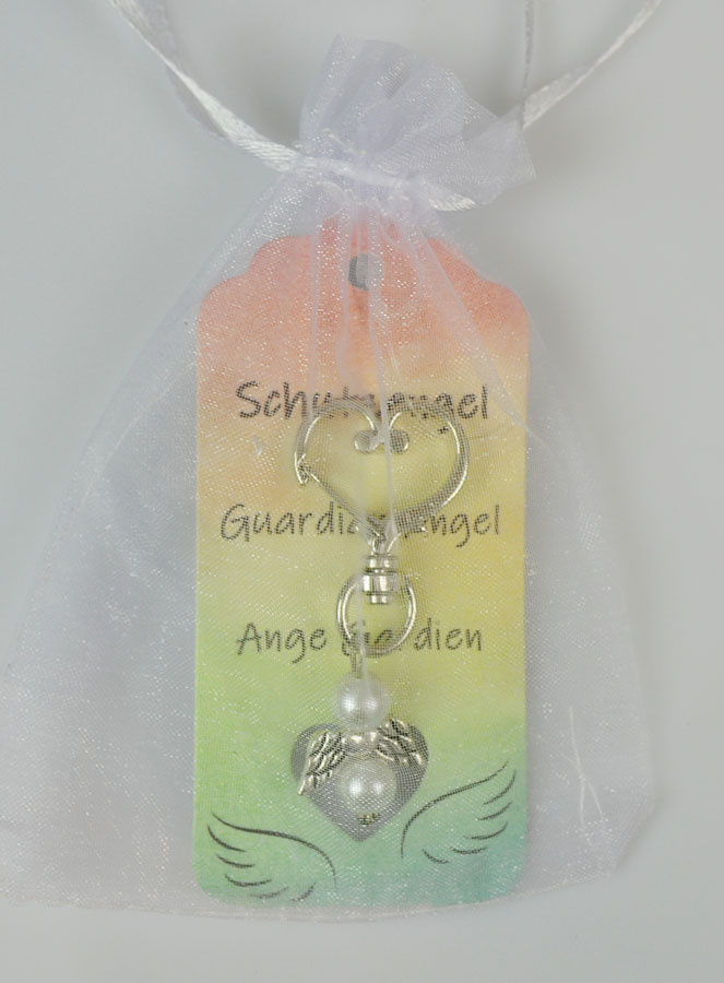 Porte-clés Ailes d'Ange-Gardien- Perles Blanches (pic 4)