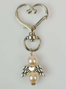 Porte-clés Ailes d'Ange-Gardien- Perles Roses (pic 1)
