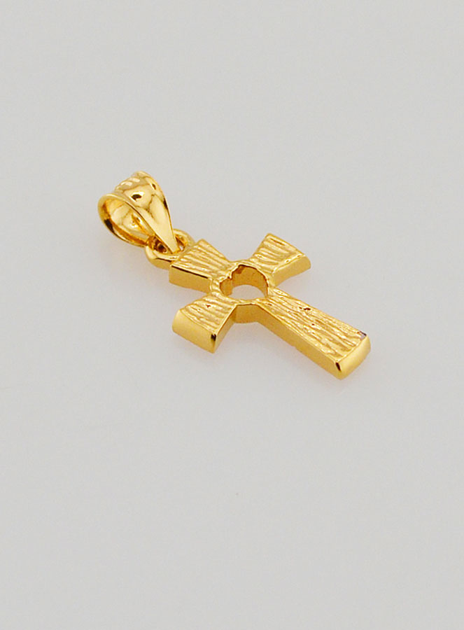 Pendentif Croix en Plaqué Or 18 Carats - Coeur Rose (pic 4)