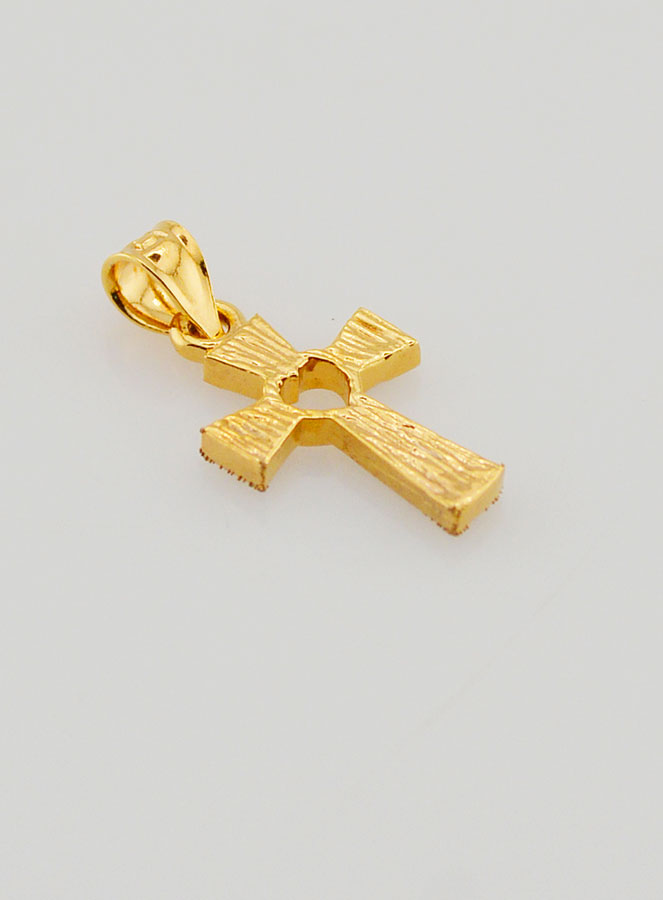 Pendentif Croix en Plaqué Or 18 Carats - Coeur Bleu (pic 4)