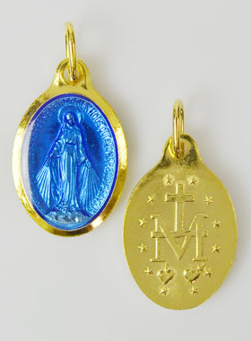 Médaille Vierge Miraculeuse 25mm - Bleu Indigo (pic 1)