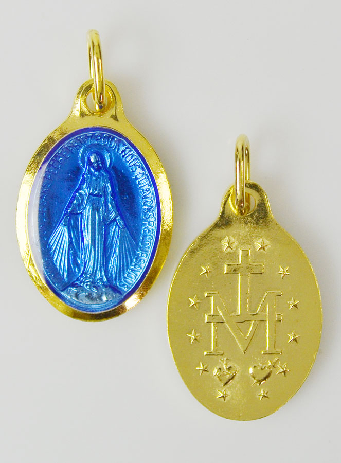 Médaille Vierge Miraculeuse 25mm - Bleu Indigo (pic 2)