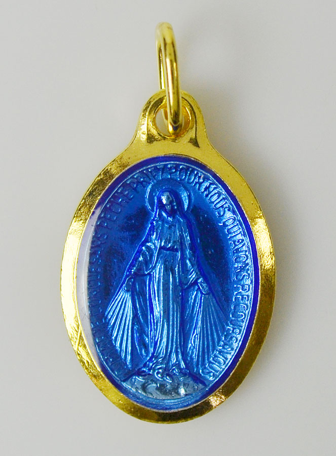 Médaille Vierge Miraculeuse 25mm - Bleu Indigo (pic 3)