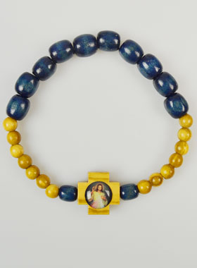 Bracelet Dizainier Bois Bleu - Christ Miséricordieux (pic 1)