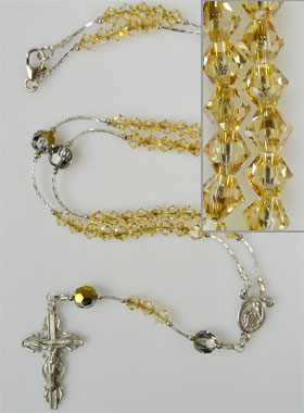 Chapelet en Argent Rhodié & Cristal - Ambre (pic 1)