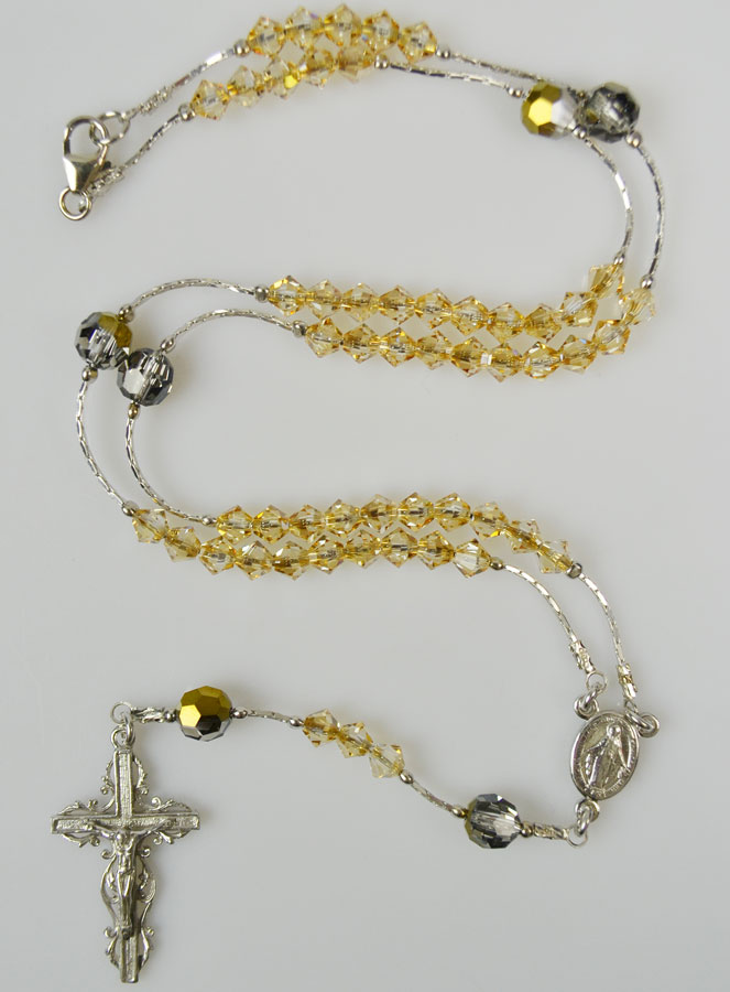Chapelet en Argent Rhodié & Cristal - Ambre (pic 2)