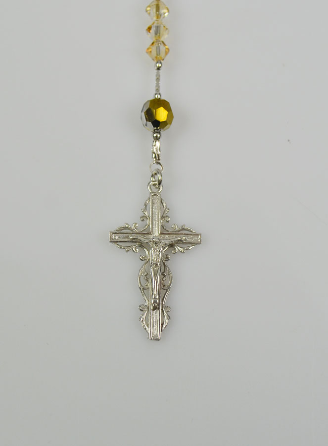 Chapelet en Argent Rhodié & Cristal - Ambre (pic 4)