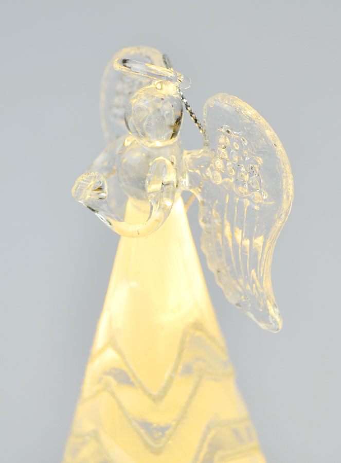 Ange de Noël en Verre Lumineux 15cm - Motif Géométrique (pic 2)