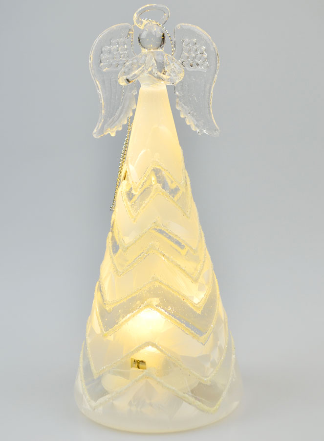 Ange de Noël en Verre Lumineux 15cm - Motif Géométrique (pic 3)