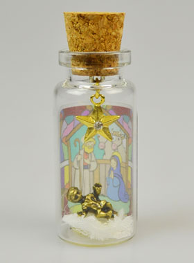 Bouteille en Verre Décor Nativité (pic 1)