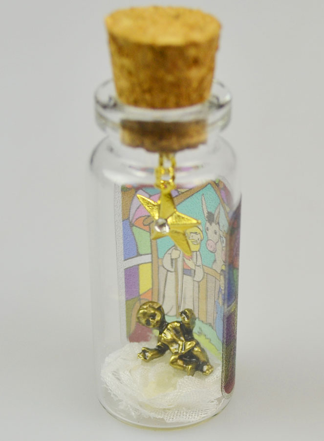 Bouteille en Verre Décor Nativité (pic 3)