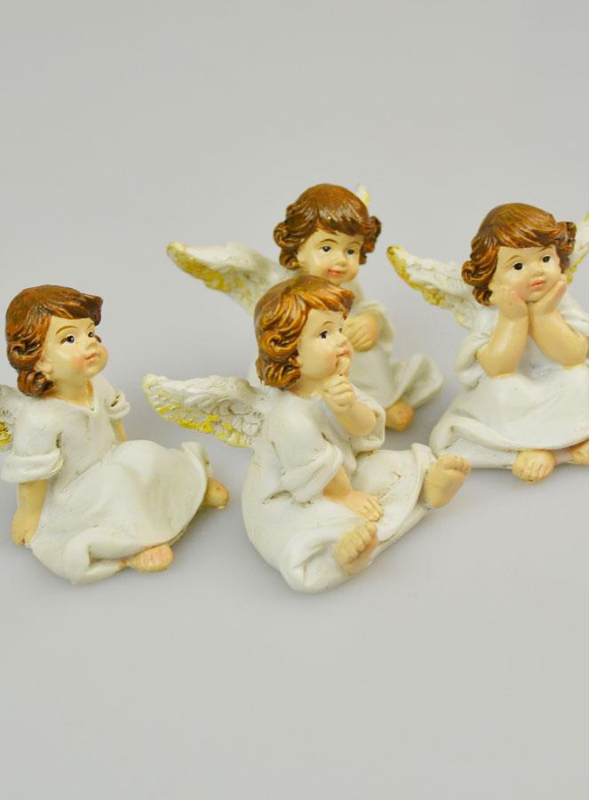 Lot de 4 figurines anges pour baptême