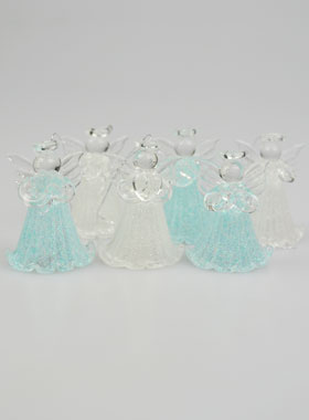 6 Anges de Noël en Verre Sablé Coloré - Sapin de Noël (pic 1)