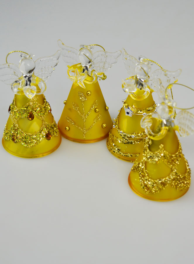 4 Anges en Verre Robe Dorée - Sapin de Noël (pic 3)