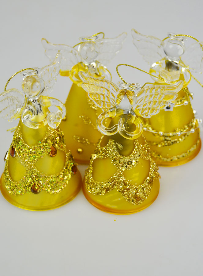 4 Anges en Verre Robe Dorée - Sapin de Noël (pic 4)