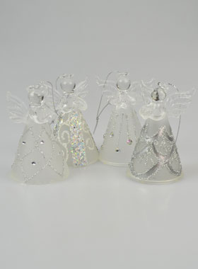 4 Anges en Verre Robe Décor Argenté - Sapin de Noël (pic 1)