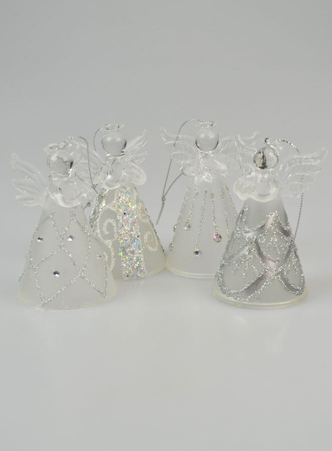 4 Anges en Verre Robe Décor Argenté - Sapin de Noël (pic 2)