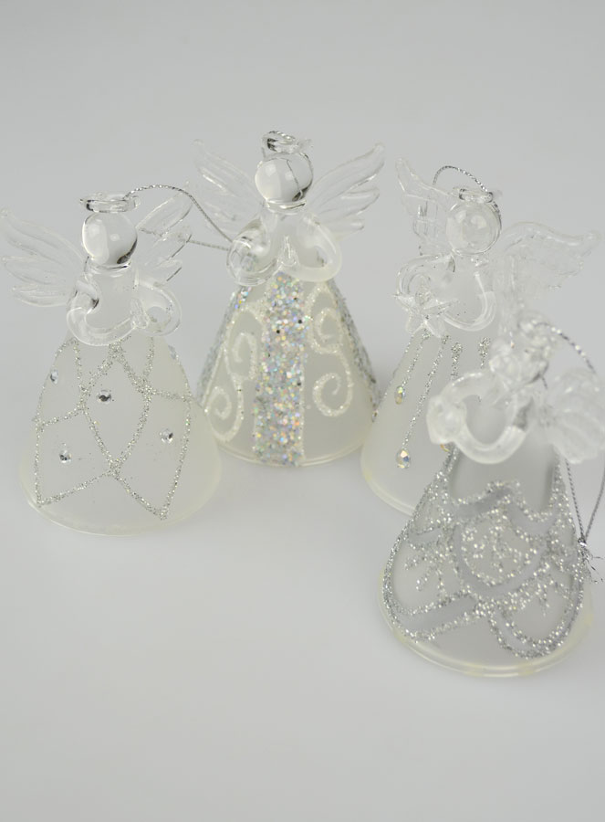 4 Anges en Verre Robe Décor Argenté - Sapin de Noël (pic 3)