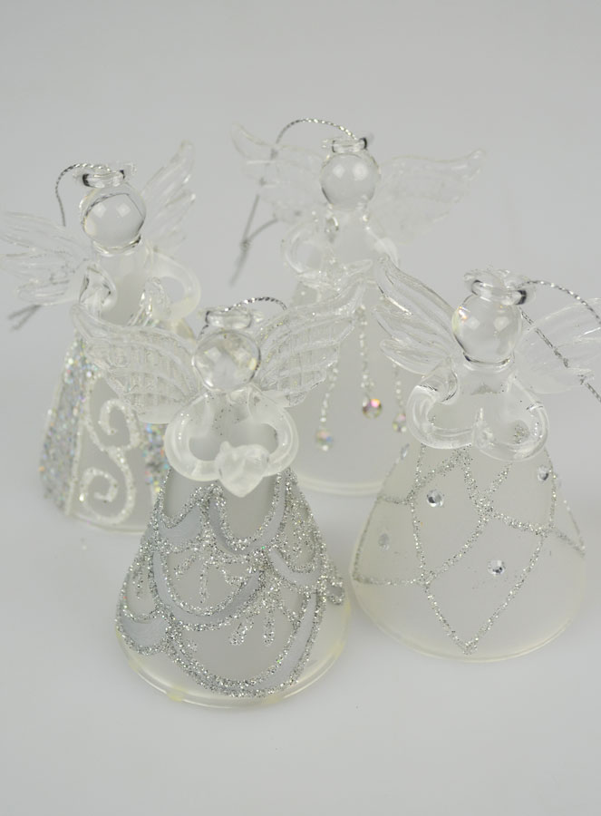 4 Anges en Verre Robe Décor Argenté - Sapin de Noël (pic 4)