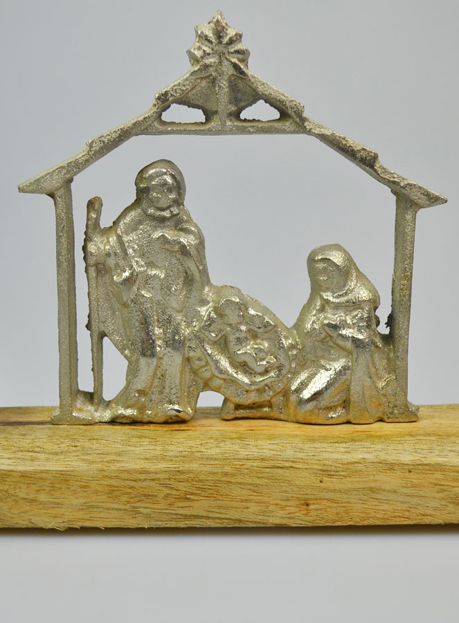 Bougeoir Nativité en Bois de Manguier - 32 cm (pic 4)