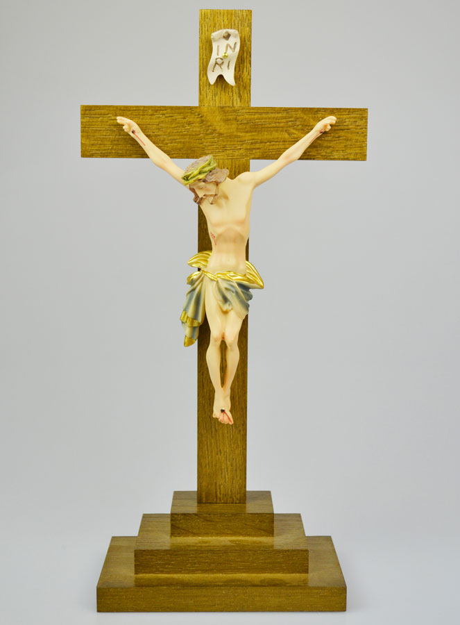 Crucifix du Christ Peint à la Main et Bois Brun - 30 cm (pic 2)