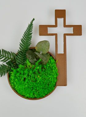 Croix en Bronze - Décoration Florale Stabilisée 18cm (pic 1)
