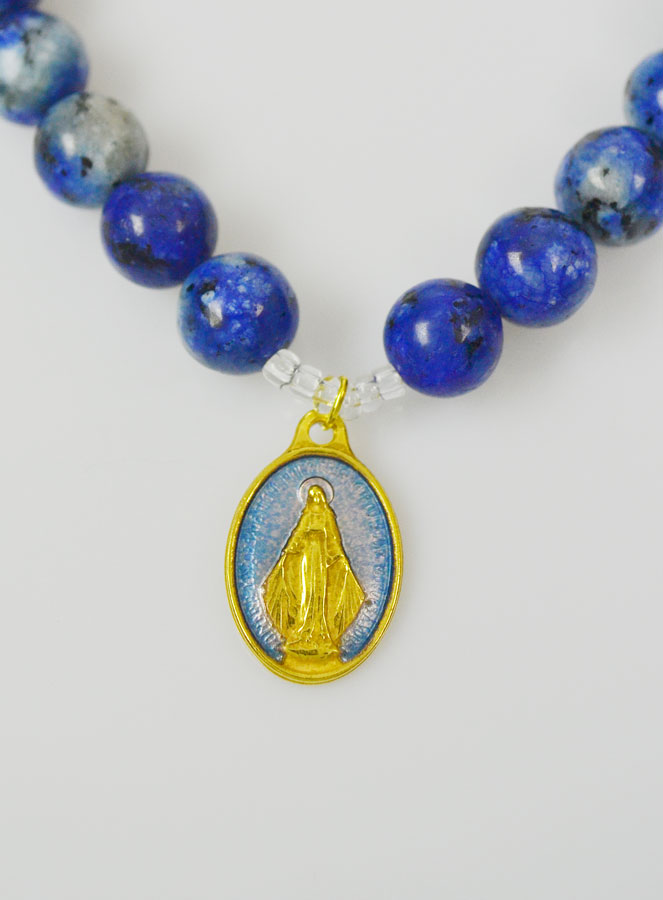 Bracelet en Pierres Naturelles d'Agate Marbrée - Miraculeuse & St Benoît (pic 3)