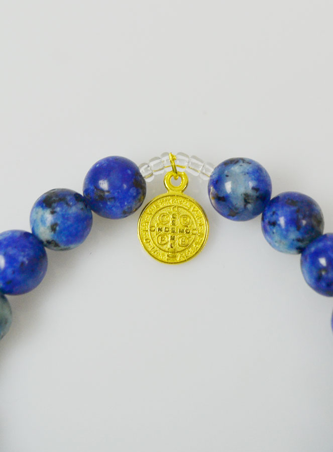 Bracelet en Pierres Naturelles d'Agate Marbrée - Miraculeuse & St Benoît (pic 4)