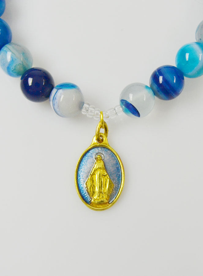 Bracelet en Pierres Naturelles d'Agate Rubanée - Miraculeuse & St Benoît (pic 3)