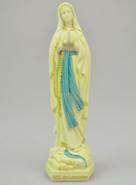 Statue Notre Dame de Lourdes au Voile Phospho - 15cm (pic 1)