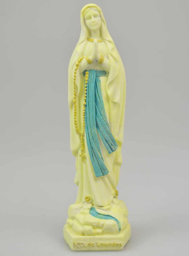 Statue Notre Dame de Lourdes au Voile Phospho - 15cm (pic 2)