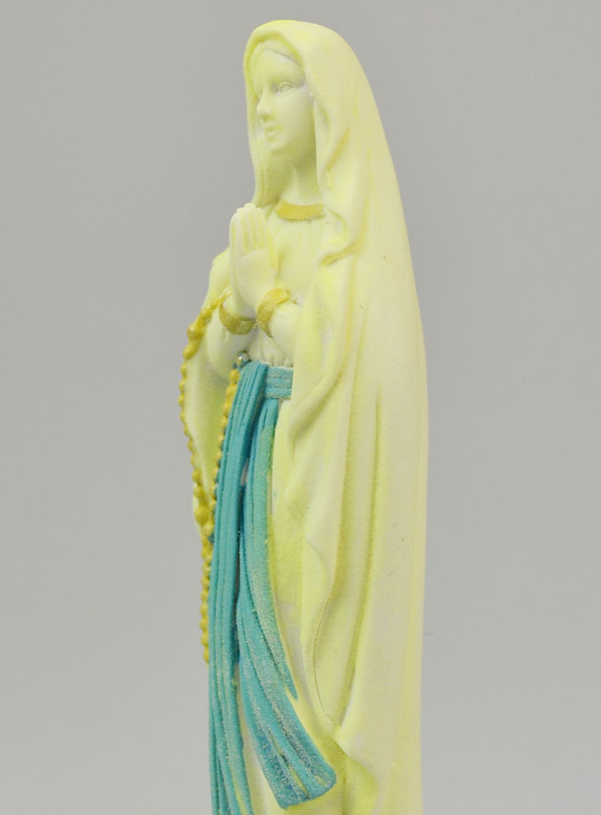 Statue Notre Dame de Lourdes au Voile Phospho - 15cm (pic 4)