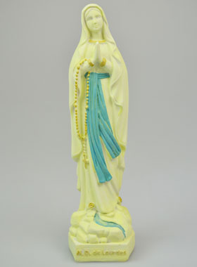 Statue Notre Dame de Lourdes au Voile Phospho - 20cm (pic 1)