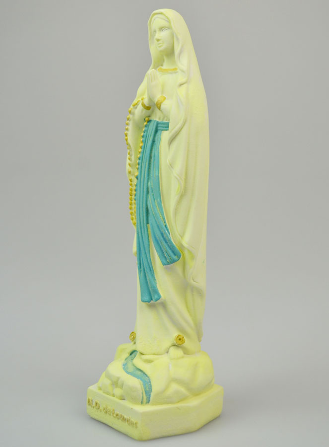 Statue Notre Dame de Lourdes au Voile Phospho - 20cm (pic 3)