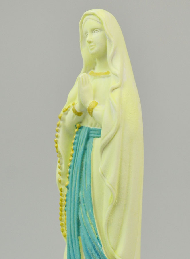 Statue Notre Dame de Lourdes au Voile Phospho - 20cm (pic 4)
