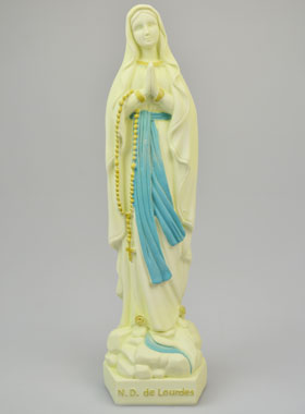 Statue Notre Dame de Lourdes au Voile Phospho - 25cm (pic 1)