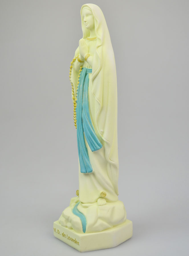 Statue Notre Dame de Lourdes au Voile Phospho - 25cm (pic 3)