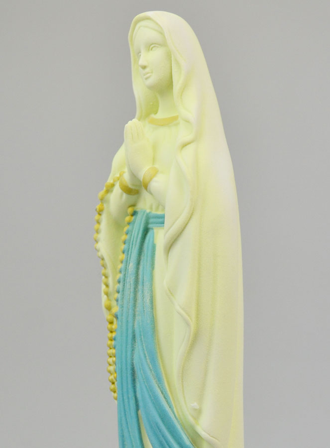 Statue Notre Dame de Lourdes au Voile Phospho - 25cm (pic 4)